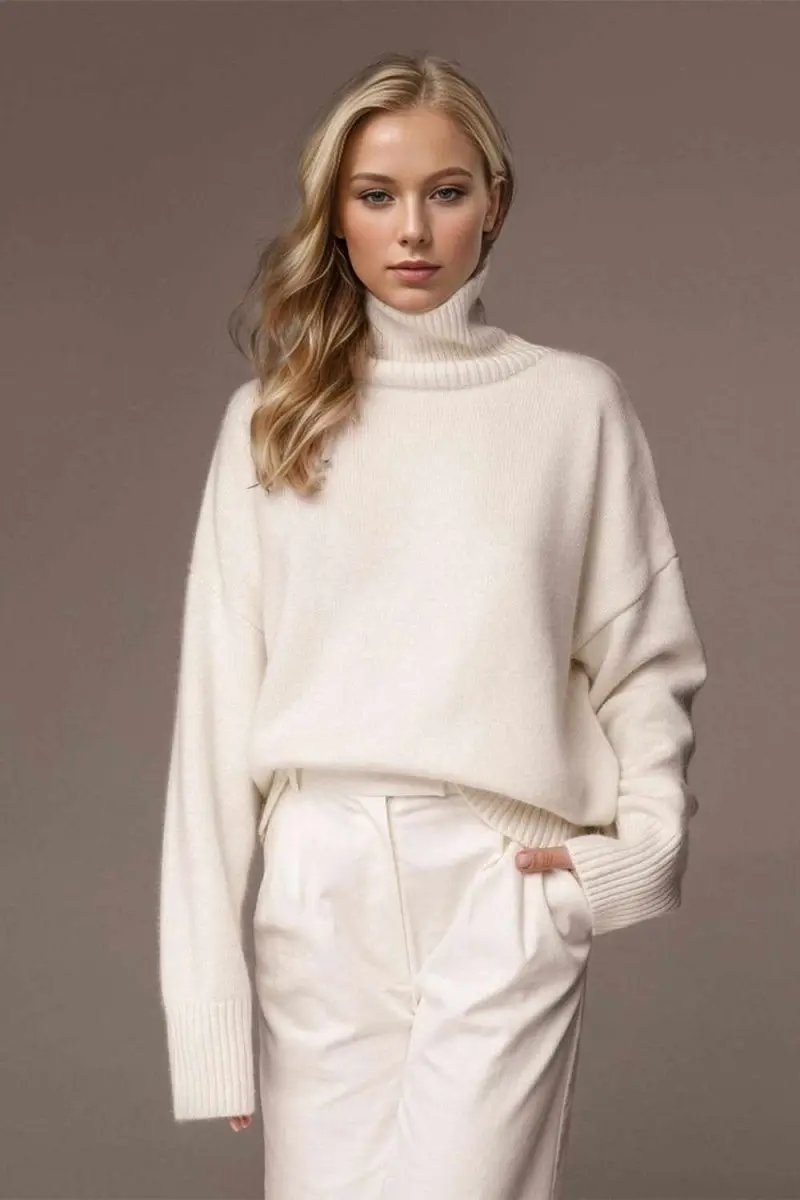 Sweaters Trendsi Basic Bae Turtleneck Dropped Shoulder Long Sleeve