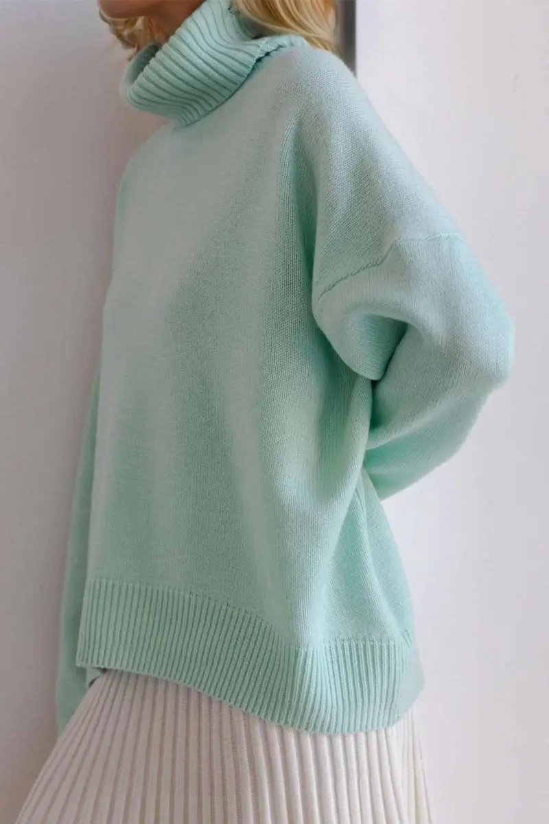 Sweaters Trendsi Basic Bae Turtleneck Dropped Shoulder Long Sleeve