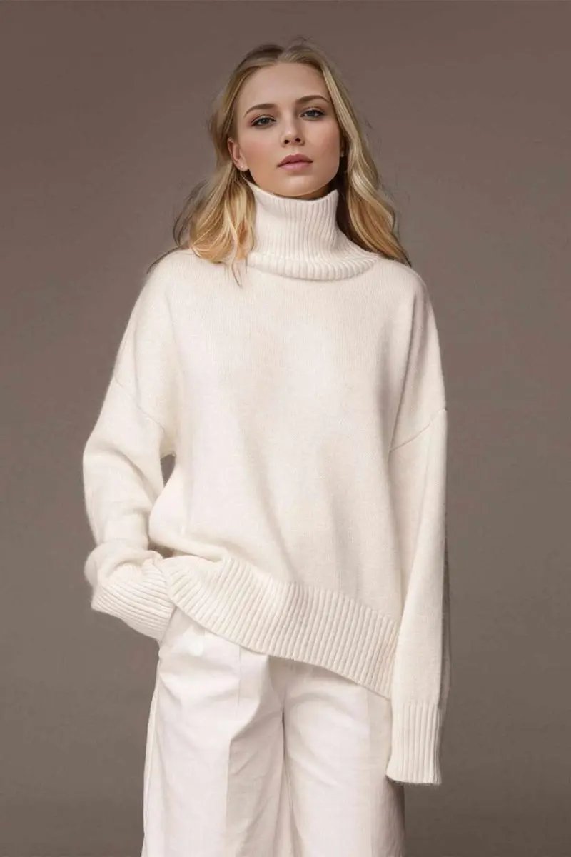 Sweaters Trendsi Basic Bae Turtleneck Dropped Shoulder Long Sleeve
