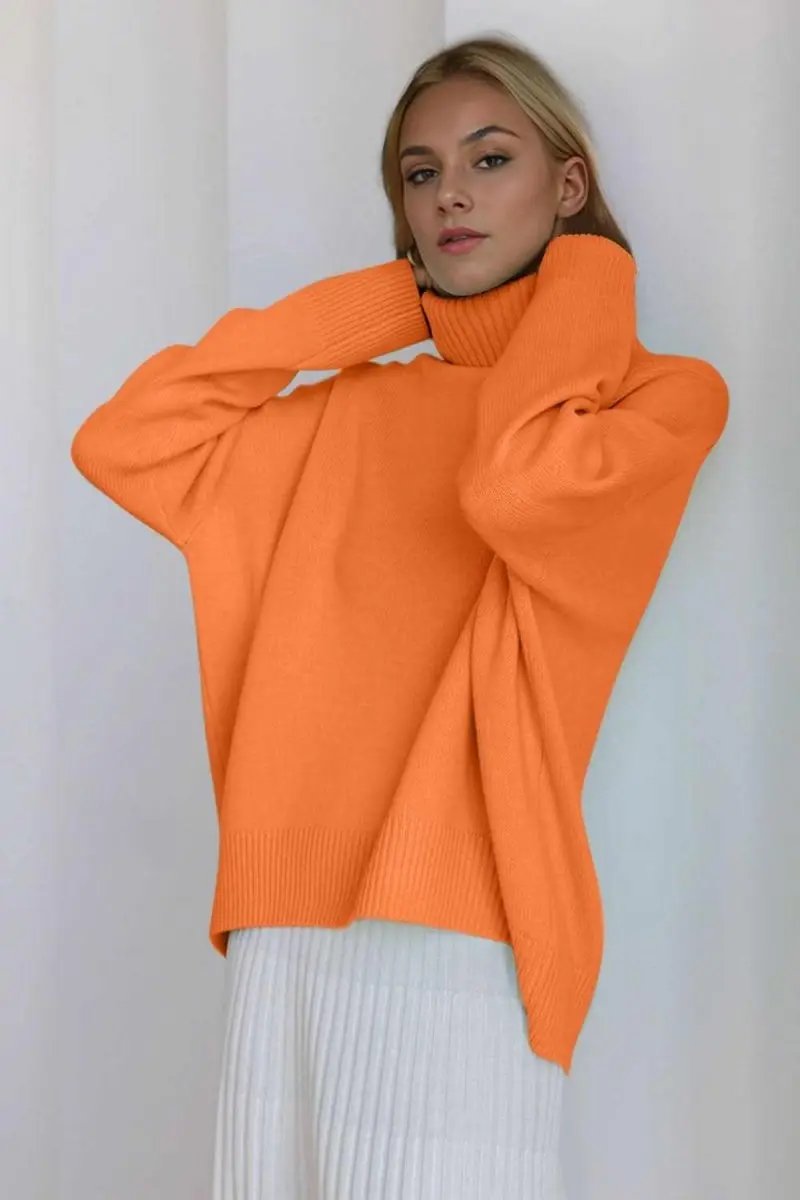 Sweaters Trendsi Basic Bae Turtleneck Dropped Shoulder Long Sleeve