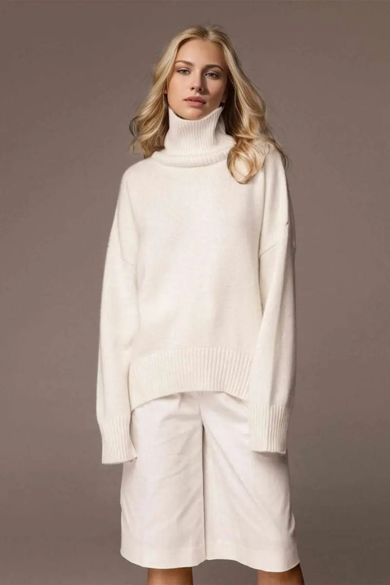 Sweaters Trendsi Basic Bae Turtleneck Dropped Shoulder Long Sleeve