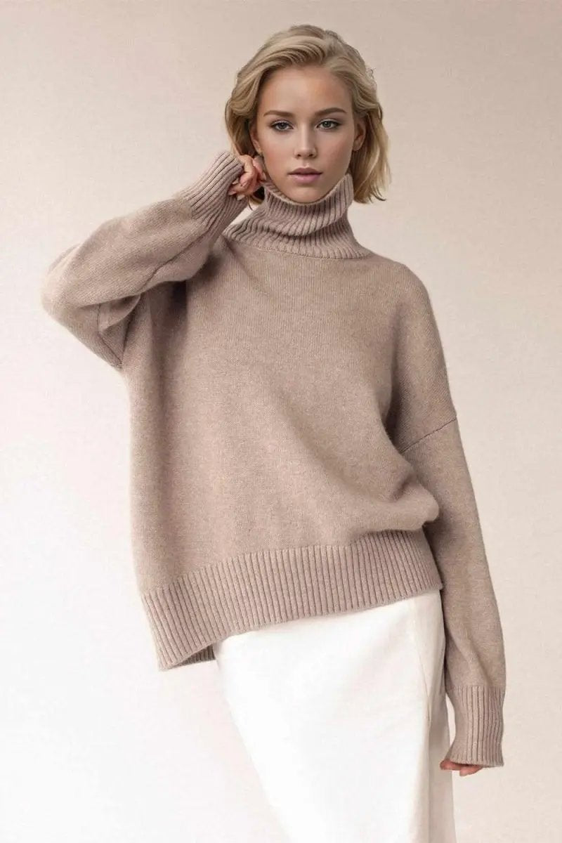 Sweaters Trendsi Basic Bae Turtleneck Dropped Shoulder Long Sleeve