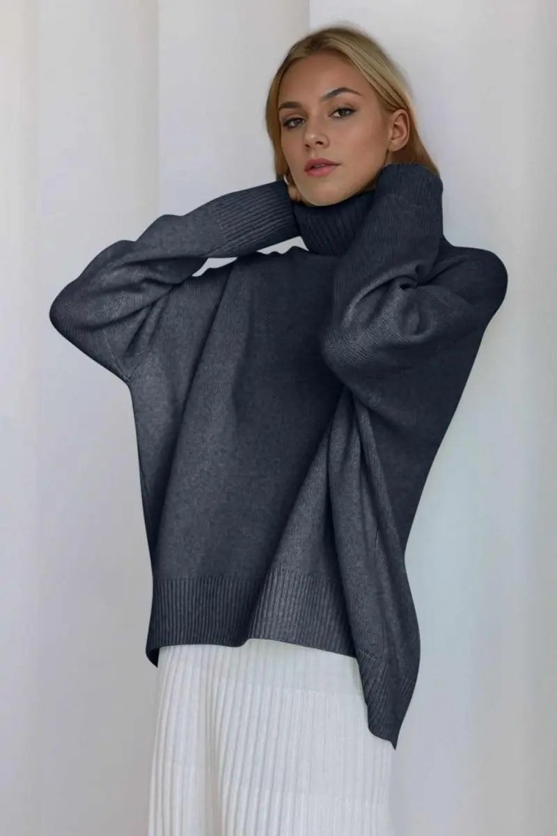 Sweaters Trendsi Basic Bae Turtleneck Dropped Shoulder Long Sleeve