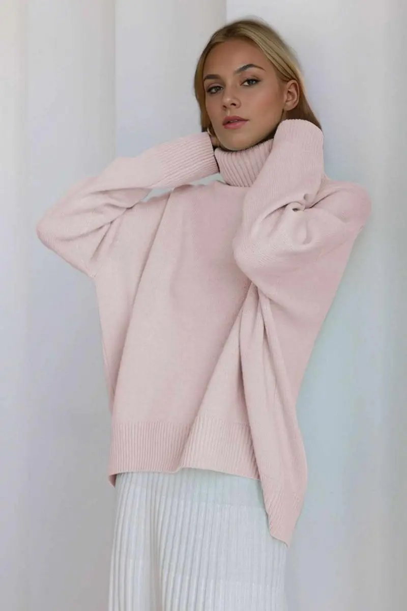 Sweaters Trendsi Basic Bae Turtleneck Dropped Shoulder Long Sleeve