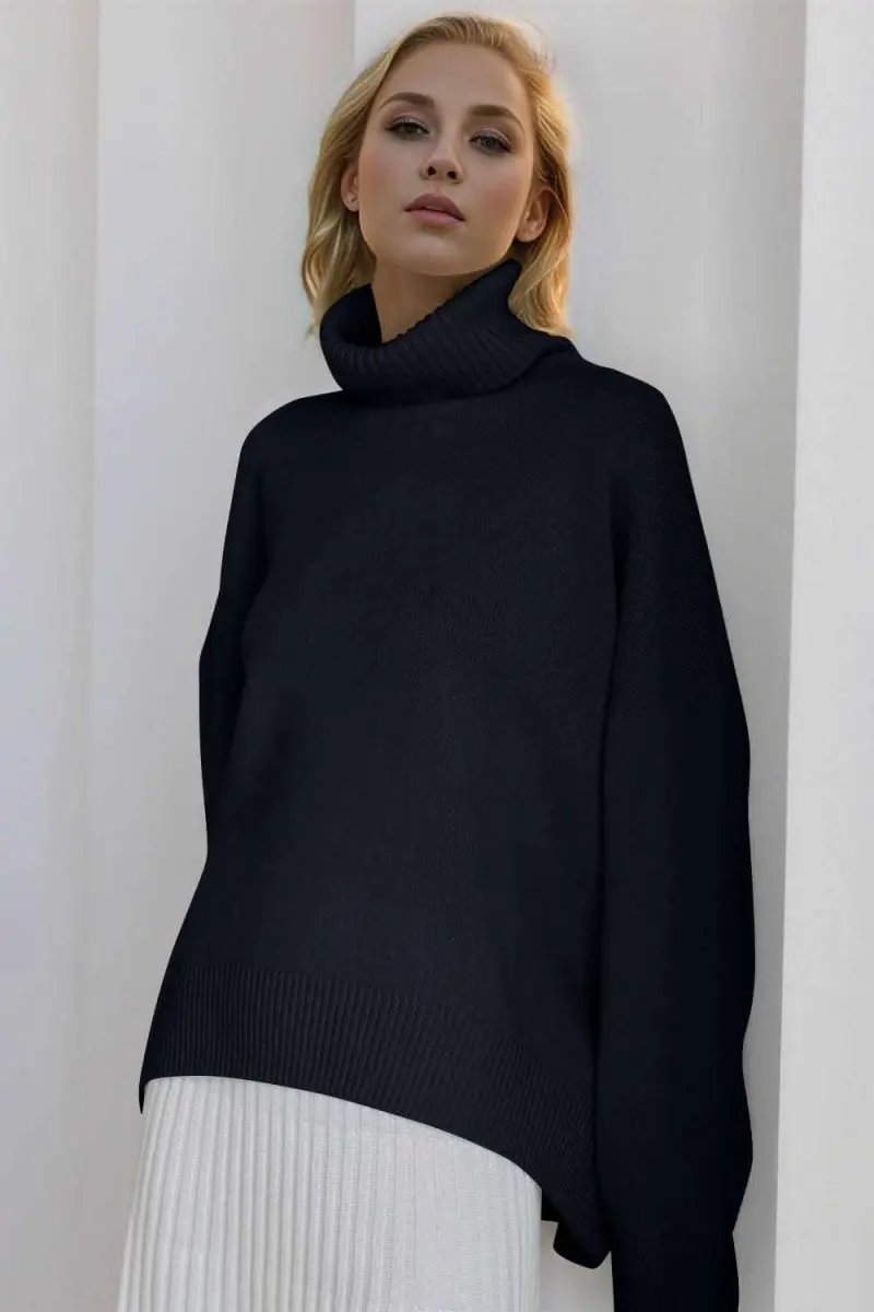 Sweaters Trendsi Basic Bae Turtleneck Dropped Shoulder Long Sleeve