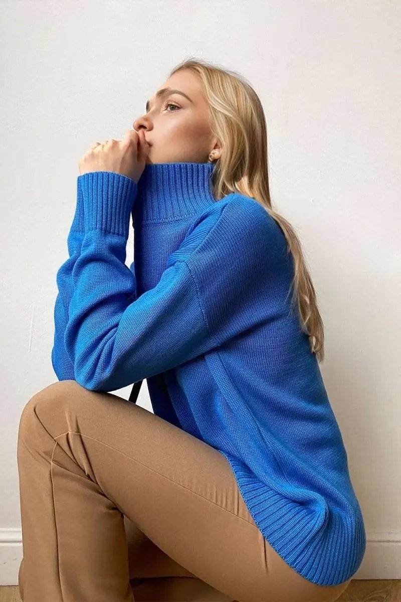 Sweaters Trendsi Basic Bae Turtleneck Dropped Shoulder Long Sleeve