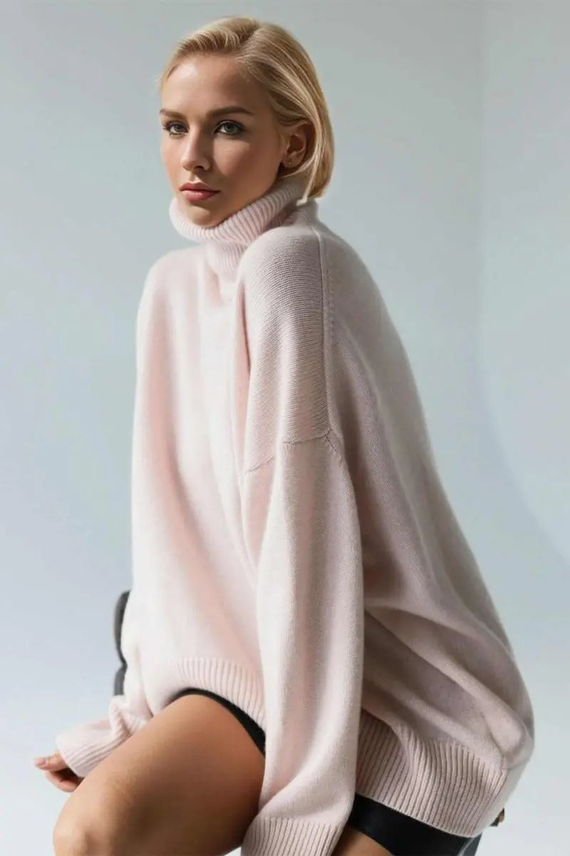 Sweaters Trendsi Basic Bae Turtleneck Dropped Shoulder Long Sleeve