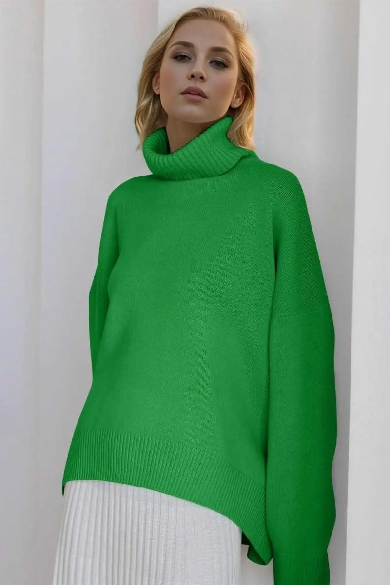 Sweaters Trendsi Basic Bae Turtleneck Dropped Shoulder Long Sleeve