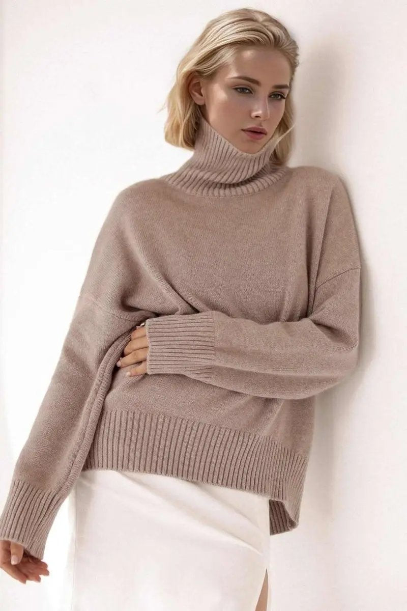 Sweaters Trendsi Basic Bae Turtleneck Dropped Shoulder Long Sleeve
