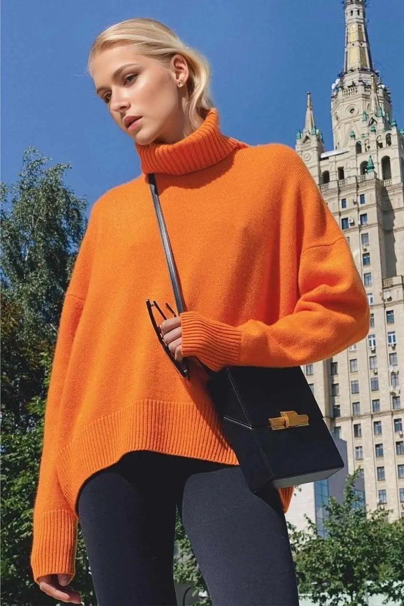 Sweaters Trendsi Basic Bae Turtleneck Dropped Shoulder Long Sleeve