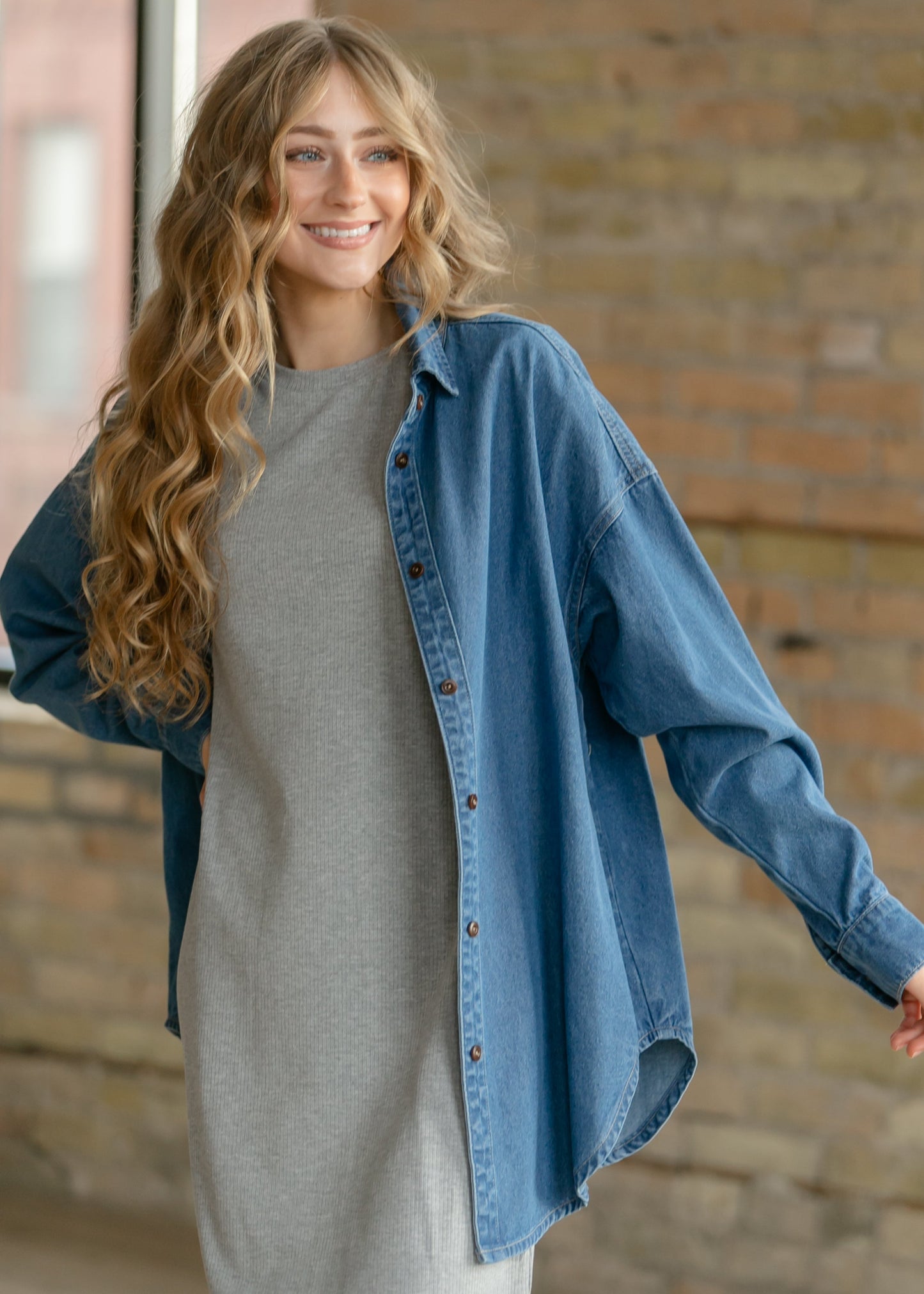 Baylor Gray Ribbed T-shirt Dress