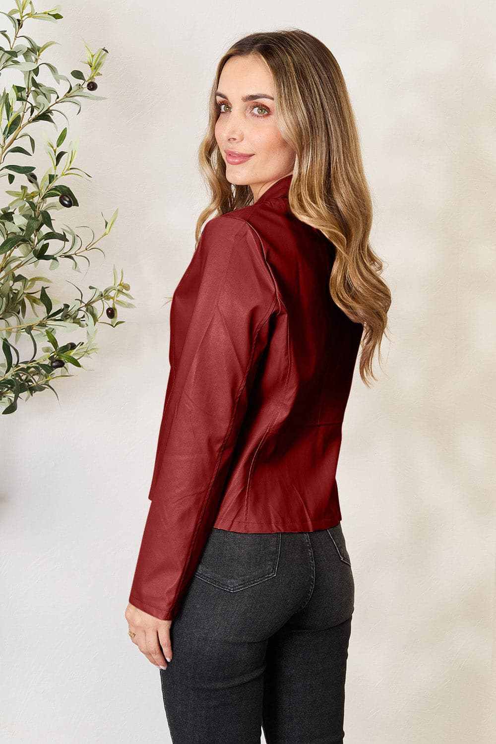 Trendsi Mock Neck Zip-Up Jacket Black