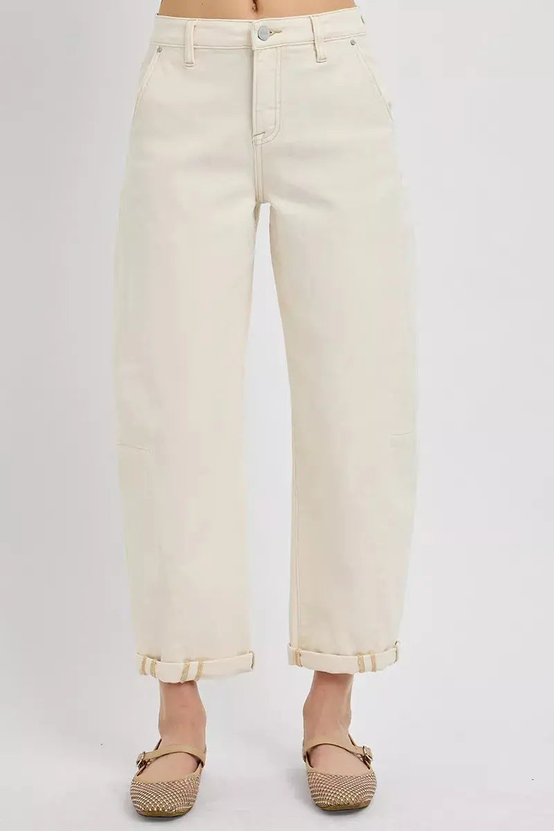 RISEN Jeans - High Rise Relaxed Barrel Cuffed Jeans