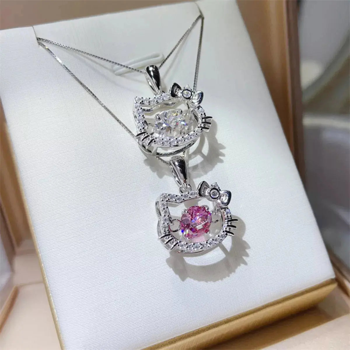 925 Sterling Silver Cat Ear 2 Carat Moissanite Pendant