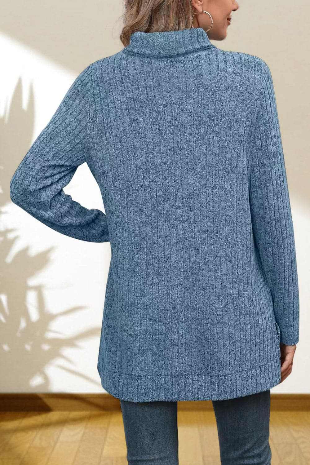 Cerise Turtleneck Sweater by Trendsi – Quality High-Low Hem Style