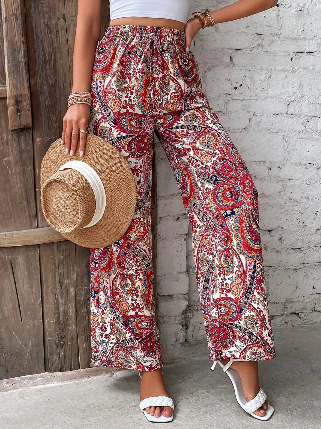 Boho Paisley Printed Wide Leg Pants