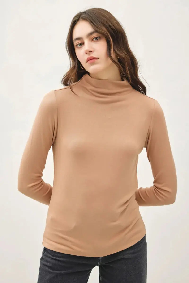 Pants Trendsi Be Cool Mock Neck Long Sleeve T-Shirt for Women