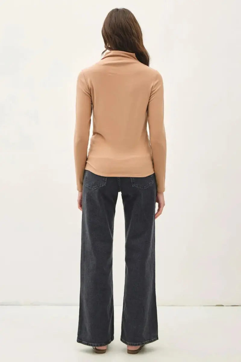 Pants Trendsi Be Cool Mock Neck Long Sleeve T-Shirt for Women