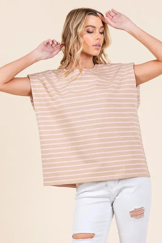 Trendsi Women's Casual Muscle Tee | Striped