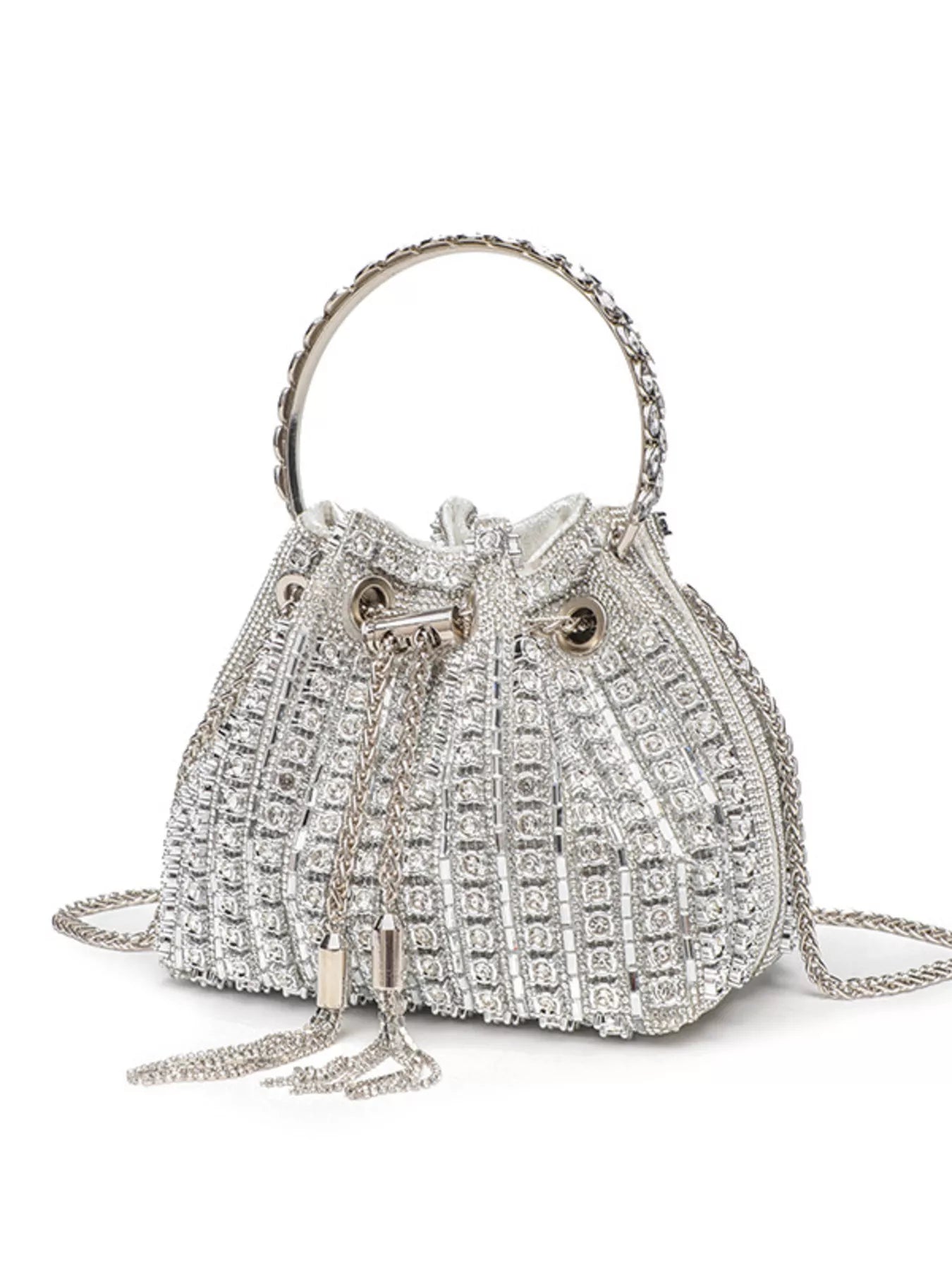 Bucket Style Rhinestone Crossbody Bag