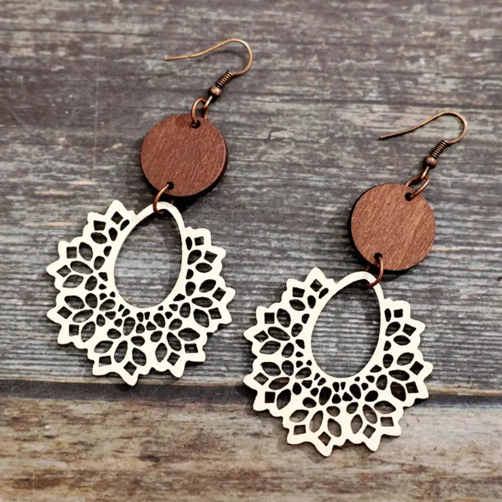 Boho Mandala Geometric Cutout Dangle Earrings