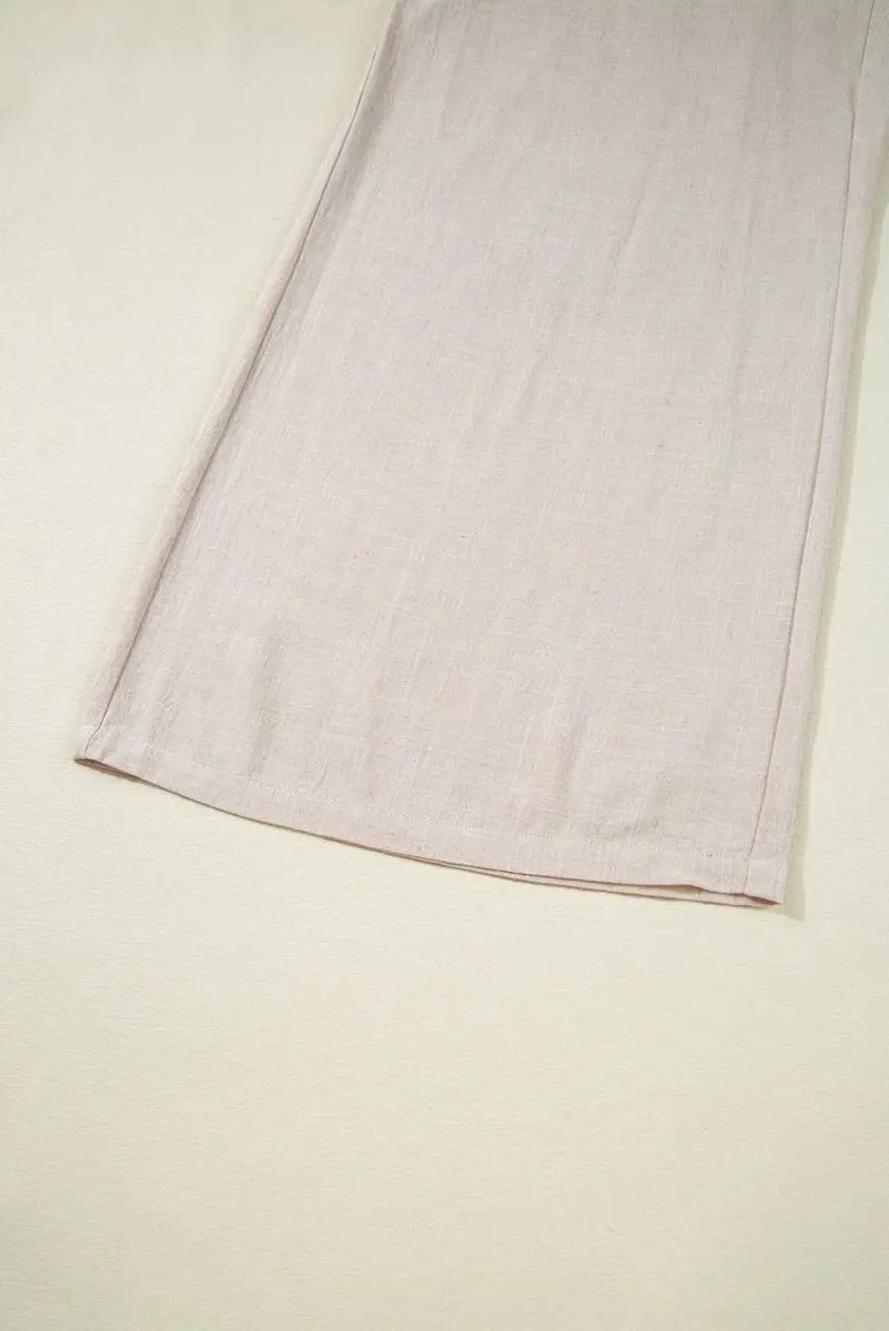 Love Salve Beige Wide Leg Pants | Viscose Linen Comfort
