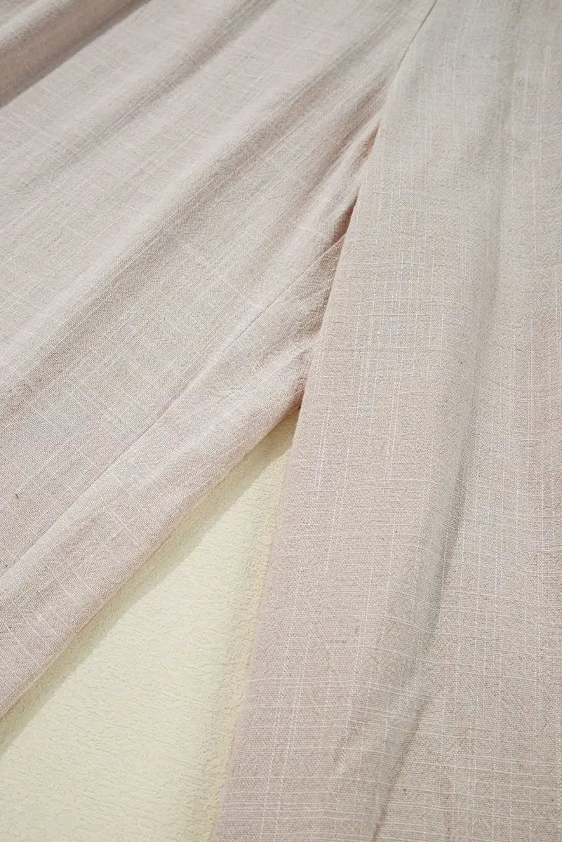 Love Salve Beige Wide Leg Pants | Viscose Linen Comfort