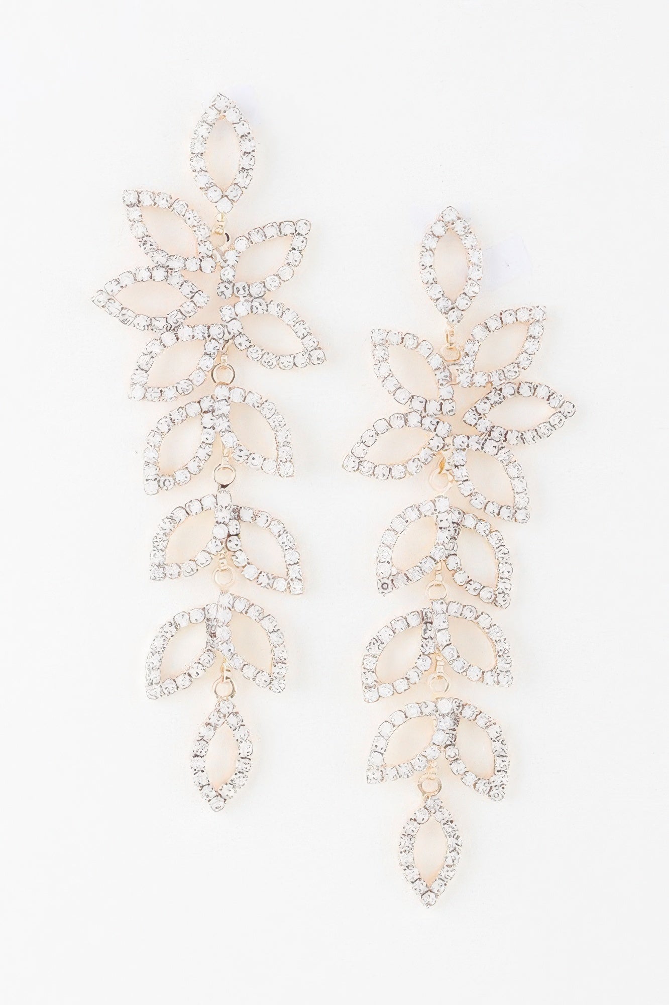 Bejeweled Flower Petal Drop Earrings