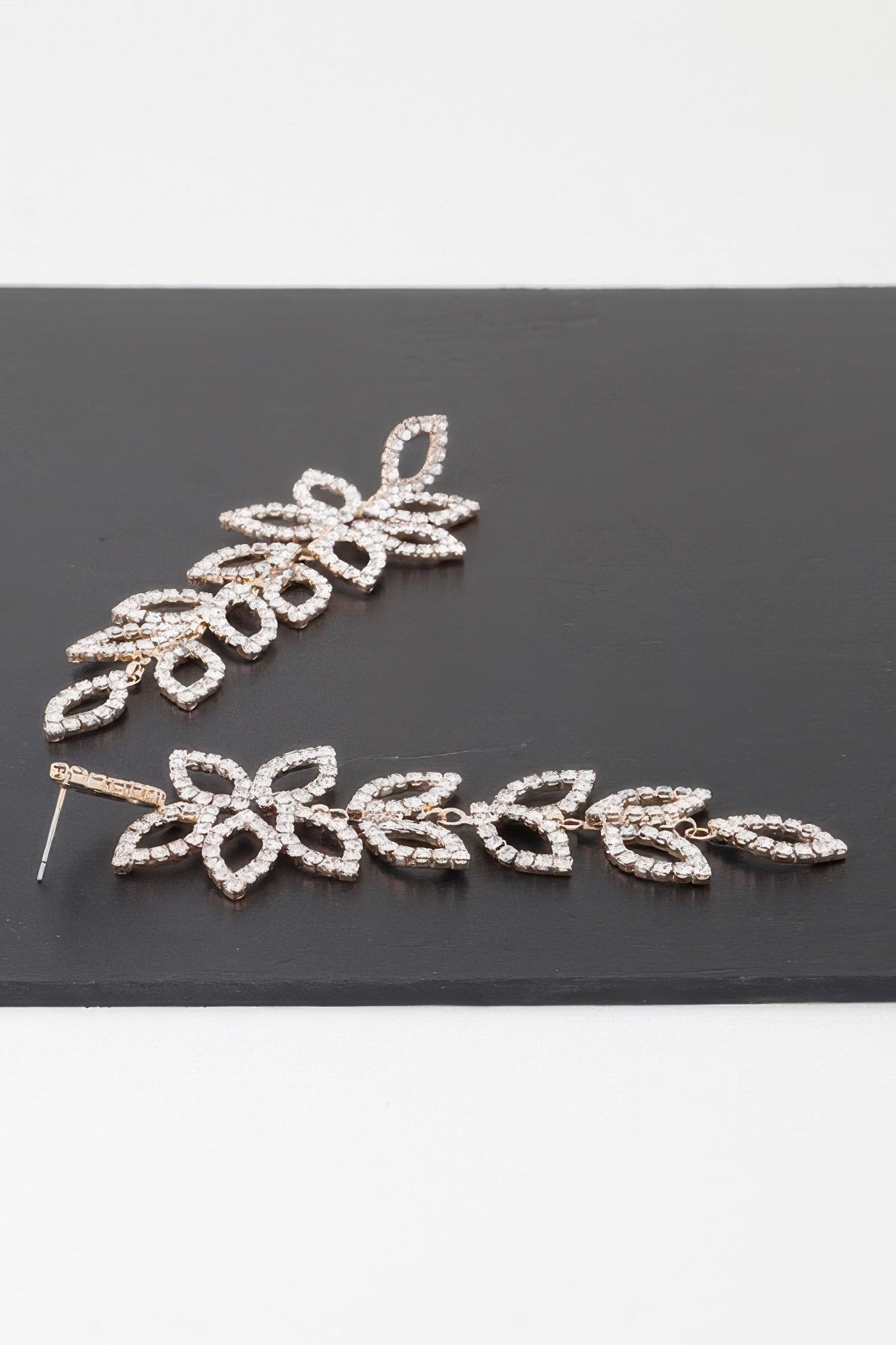 Bejeweled Flower Petal Drop Earrings