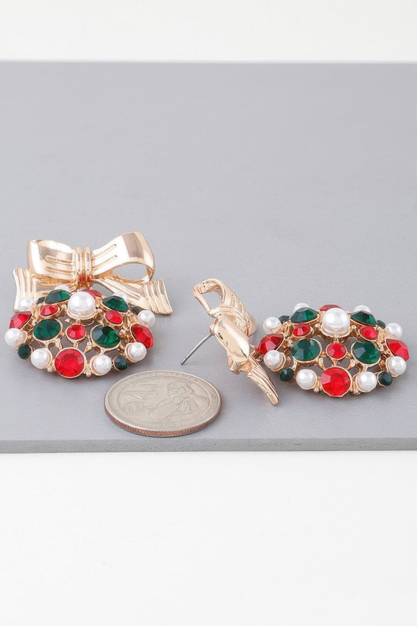 Bejeweled Ribbon Ornament Earrings