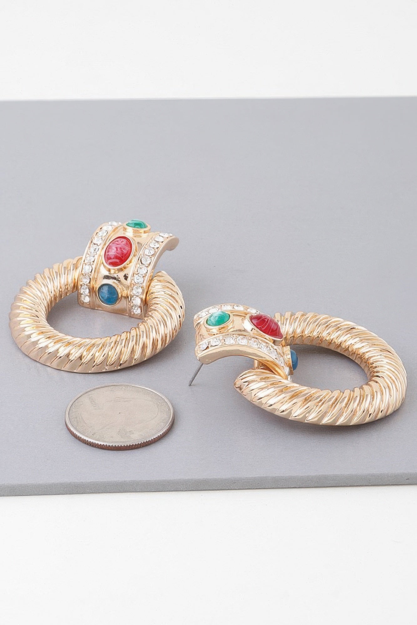 Bejeweled Twisted Hoop Drop Earrings