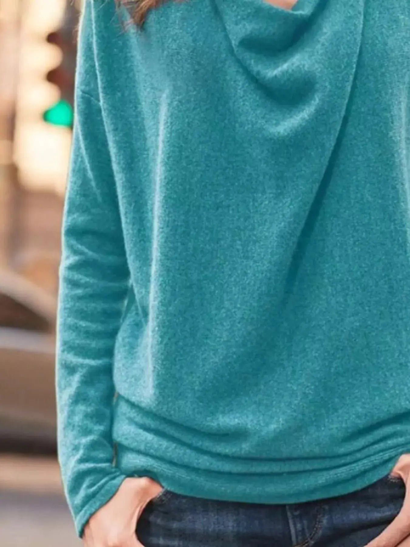 Full Size Cowl Neck Long Sleeve Top