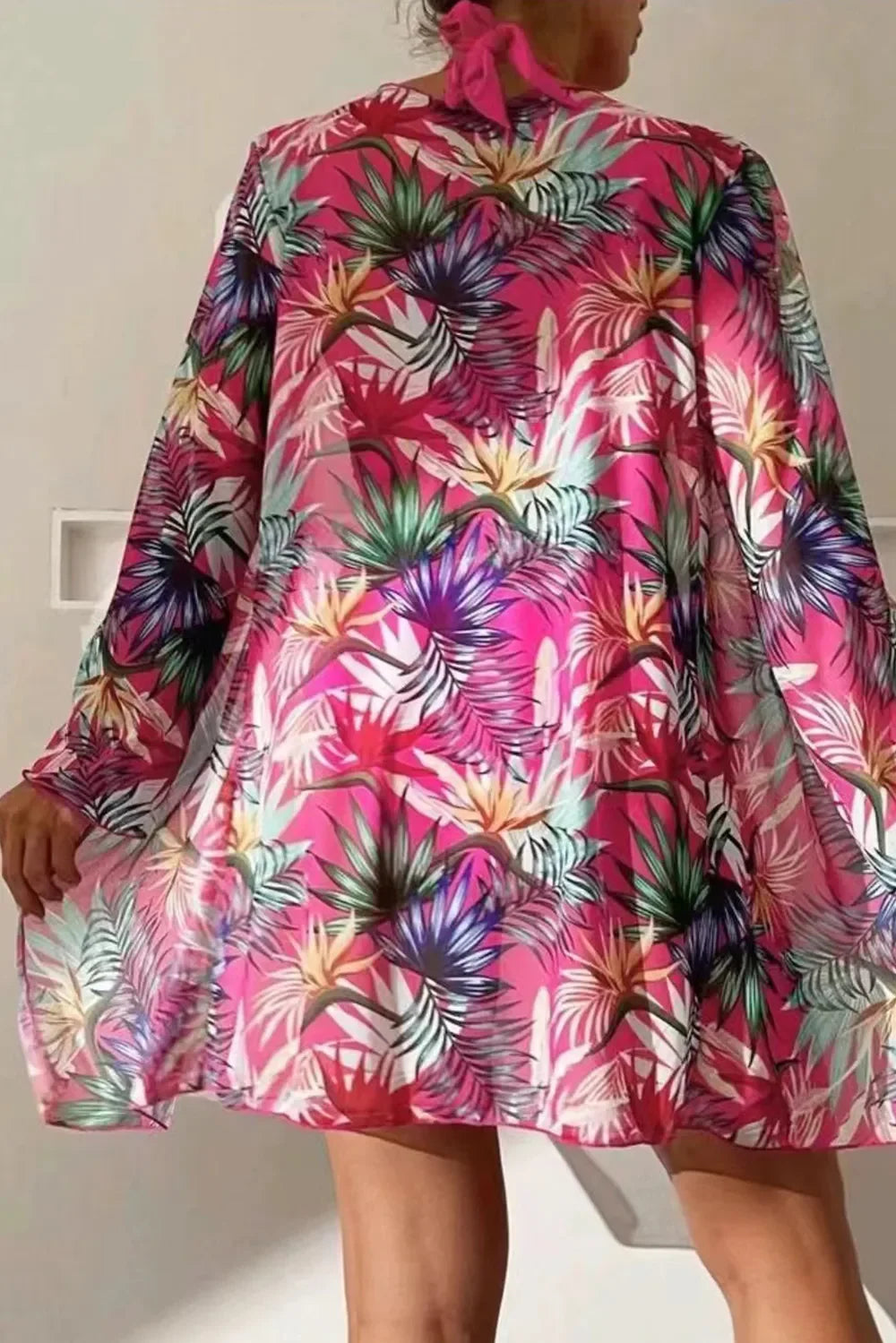 Printed Halter Neck Three Piece Swim Set