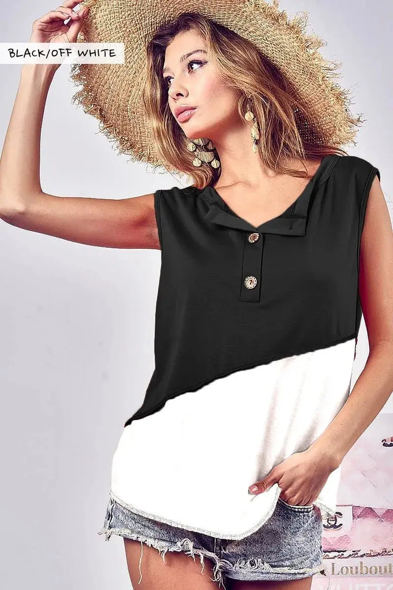 Apparel & Accessories > Clothing > Shirts & Tops Trendsi Color Block Henley Women's Casual Top: Soft Knit, USA Shipped