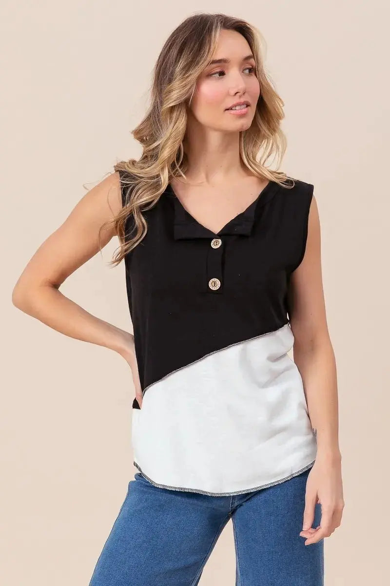 Apparel & Accessories > Clothing > Shirts & Tops Trendsi Color Block Henley Women's Casual Top: Soft Knit, USA Shipped