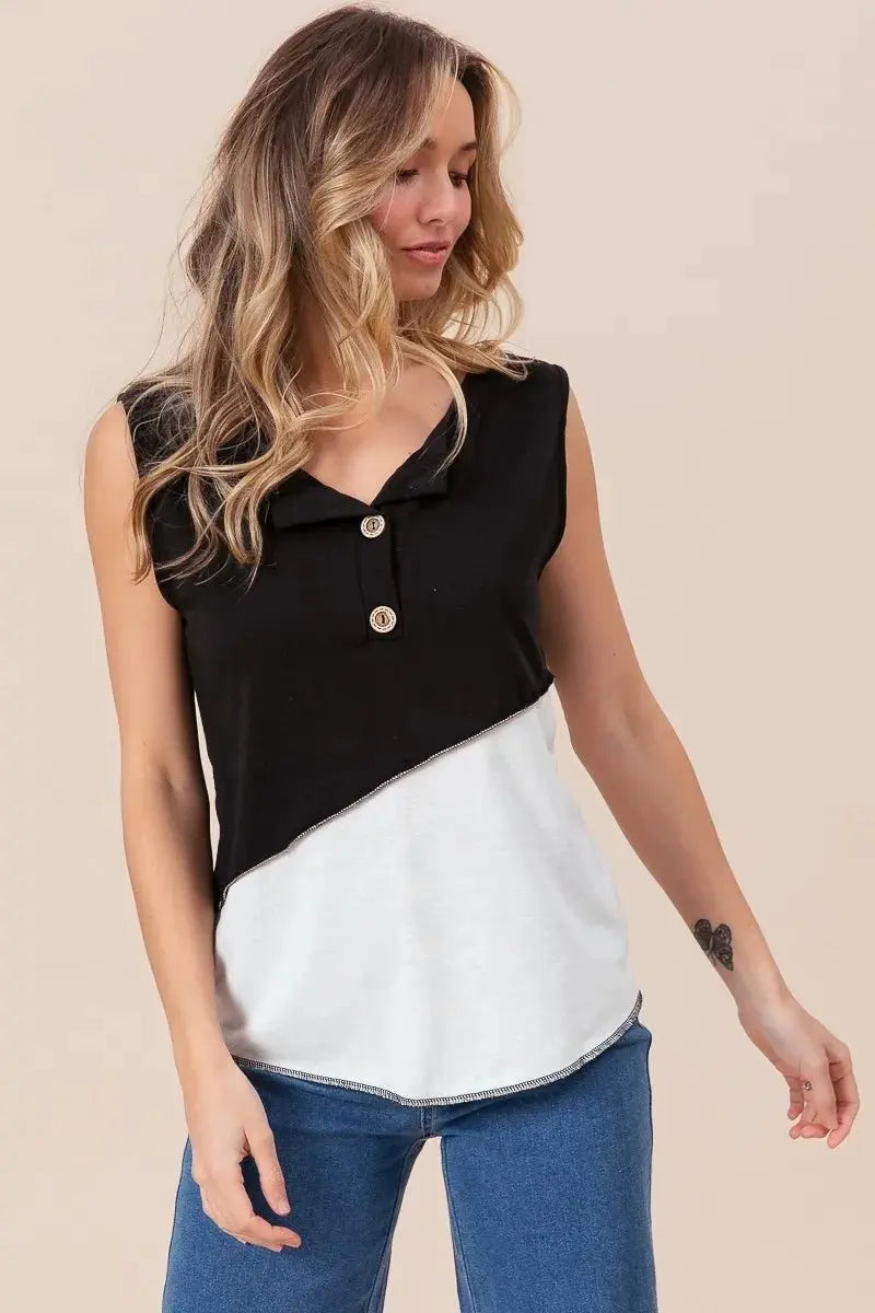 Apparel & Accessories > Clothing > Shirts & Tops Trendsi Color Block Henley Women's Casual Top: Soft Knit, USA Shipped