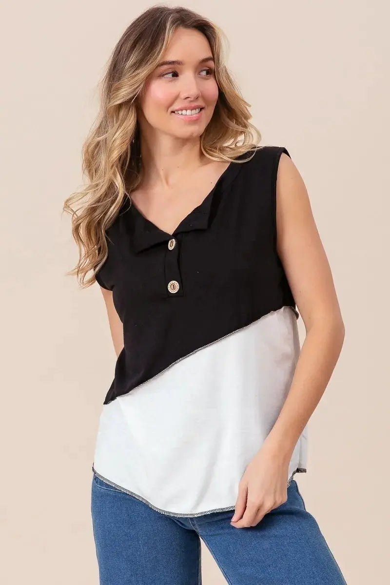 Apparel & Accessories > Clothing > Shirts & Tops Trendsi Color Block Henley Women's Casual Top: Soft Knit, USA Shipped