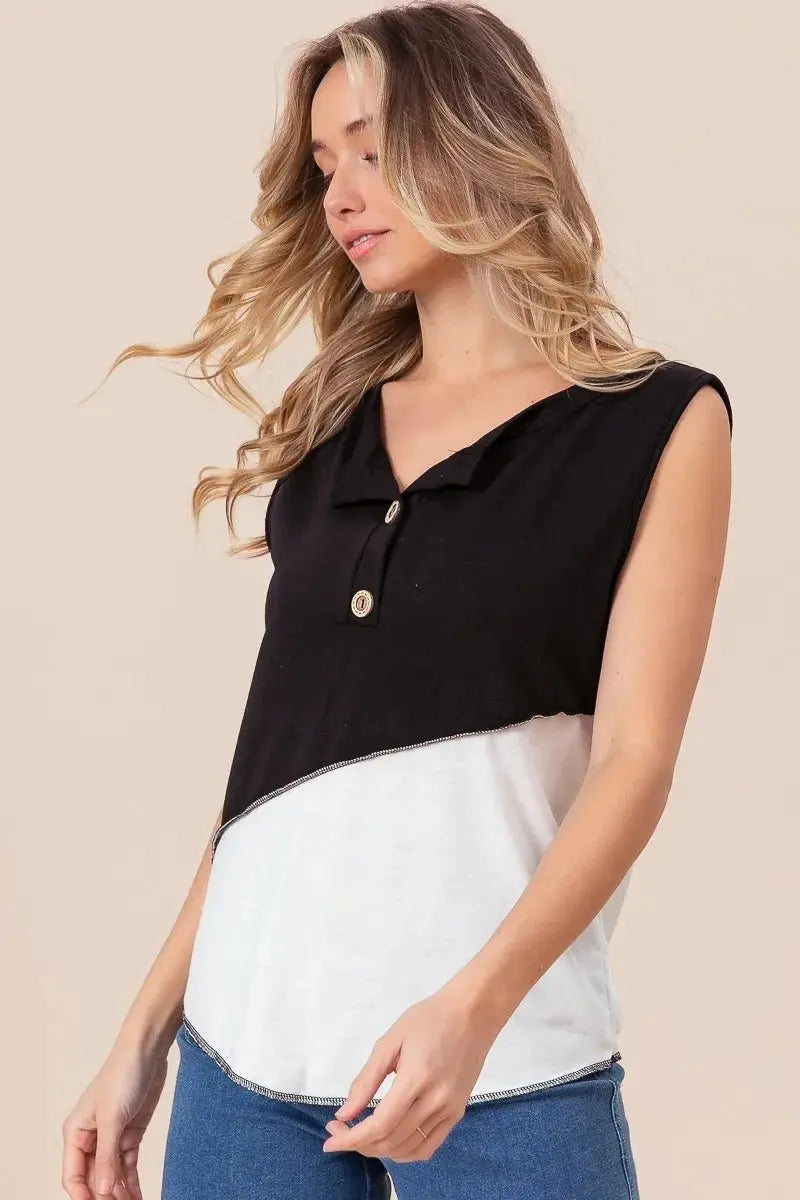 Apparel & Accessories > Clothing > Shirts & Tops Trendsi Color Block Henley Women's Casual Top: Soft Knit, USA Shipped