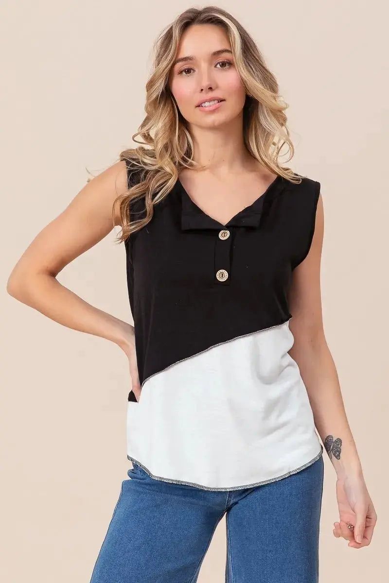 Apparel & Accessories > Clothing > Shirts & Tops Trendsi Color Block Henley Women's Casual Top: Soft Knit, USA Shipped