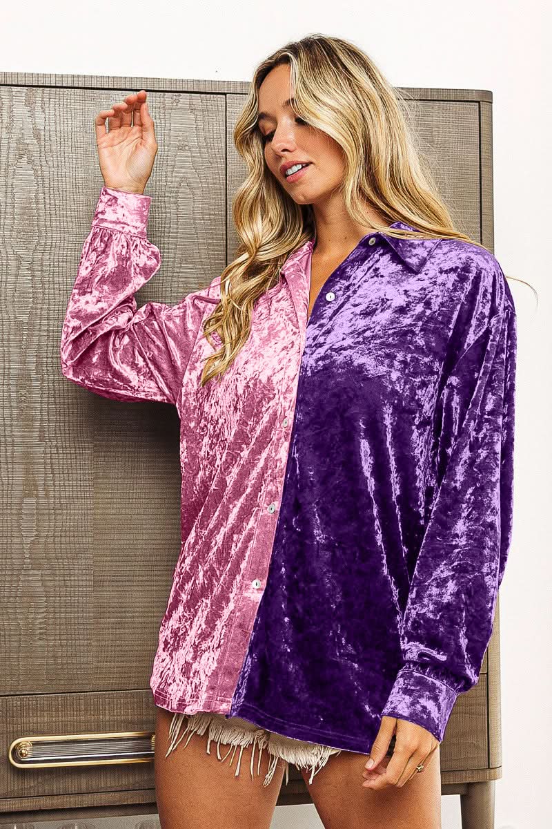 Shirts Lovesalve WS BiBi Contrast Shirt Women's Casual Long Sleeve Top - USA Shipped!