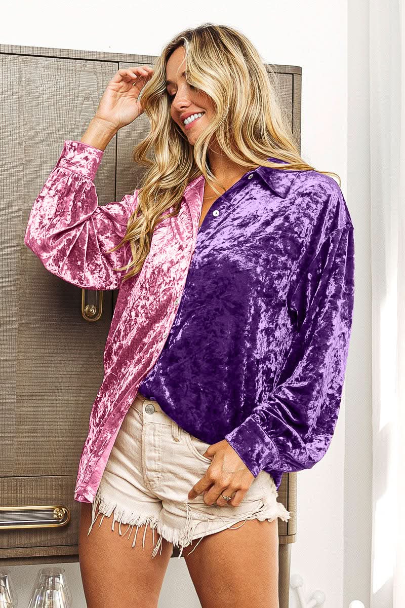 Shirts Lovesalve WS BiBi Contrast Shirt Women's Casual Long Sleeve Top - USA Shipped!