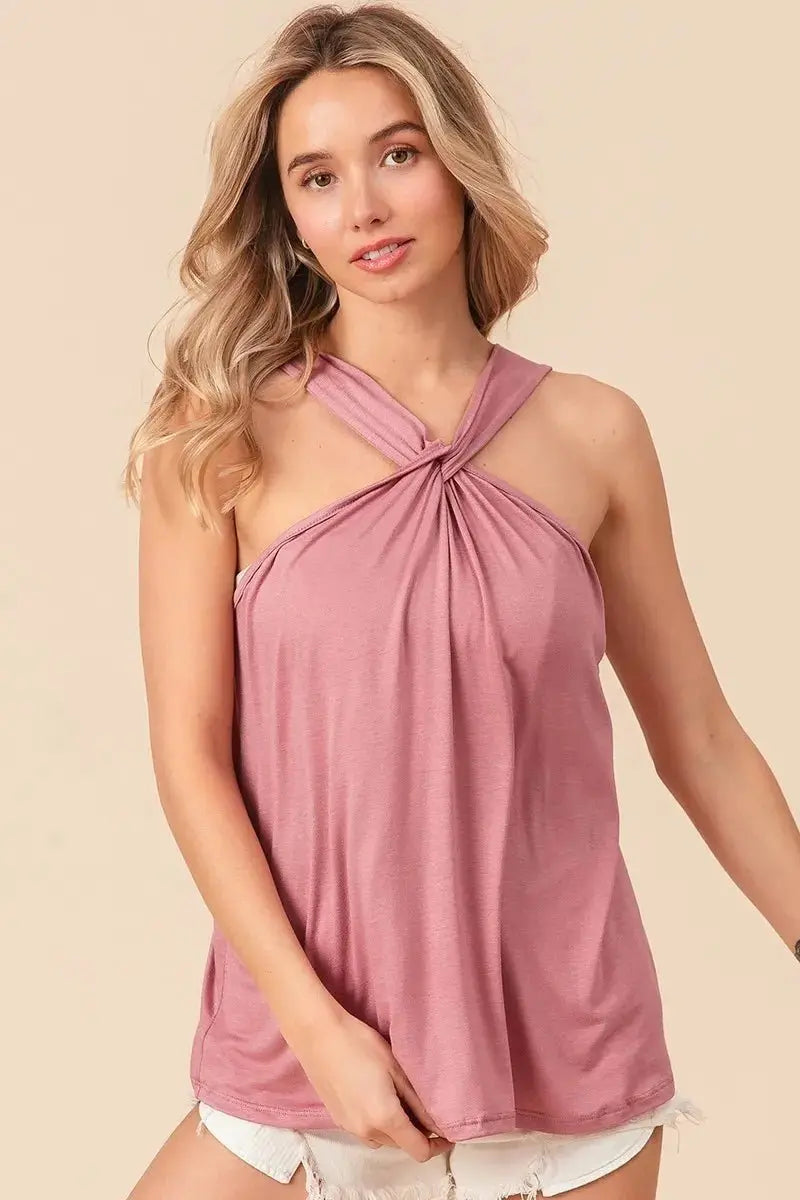 T-Shirts Trendsi BiBi Rayon Halter Top Women's Casual Tank - Soft & Stretchy