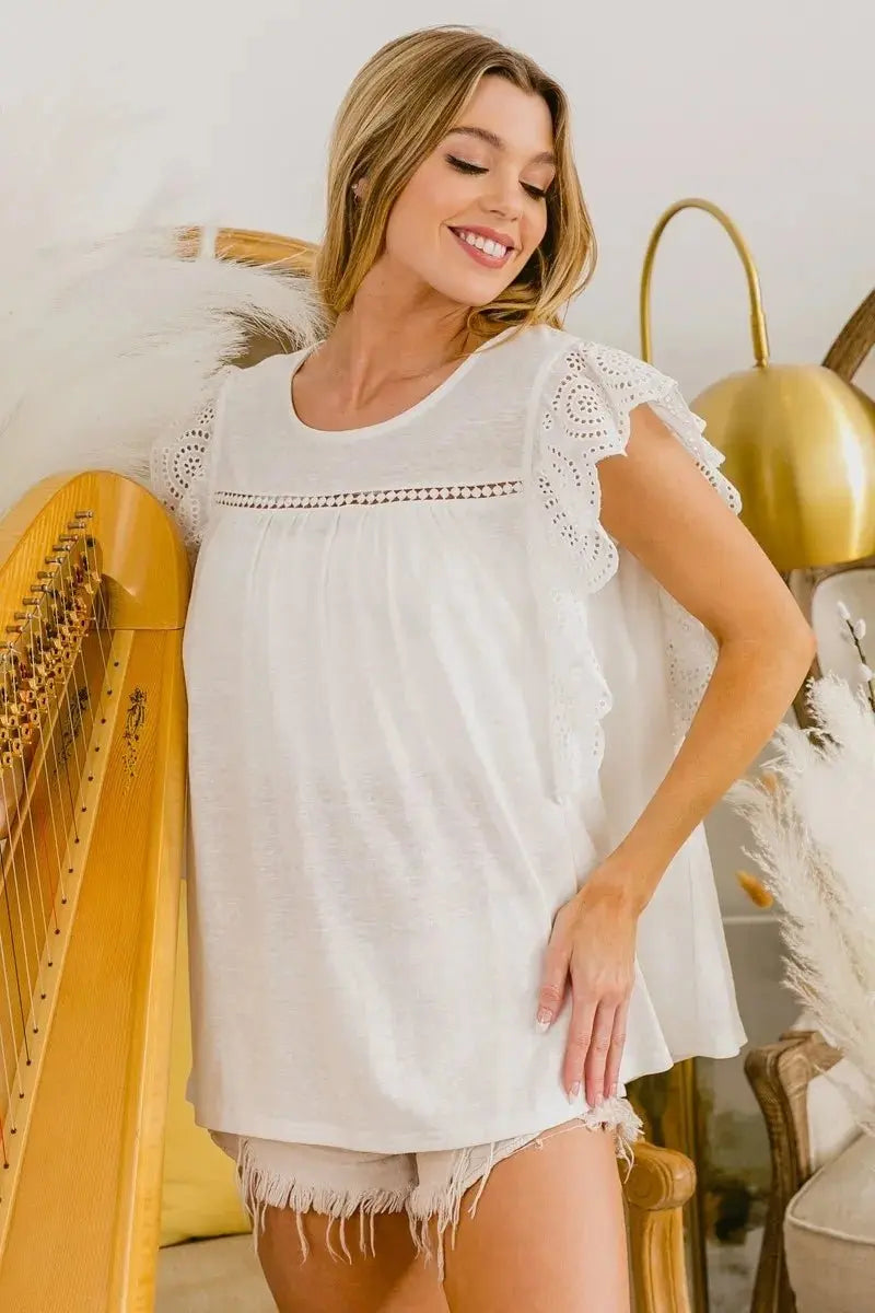 Accessories Trendsi Ruffled Woven Top Women's Elegant Blouse USA Shipped Shirt
