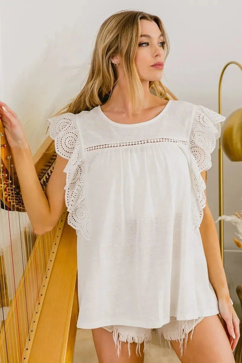 Accessories Trendsi Ruffled Woven Top Women's Elegant Blouse USA Shipped Shirt