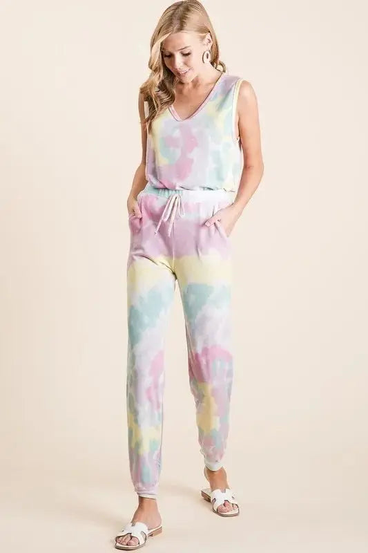Trendsi Tie Dye Terry Pants Women's Casual Lounge Comfy Joggers
