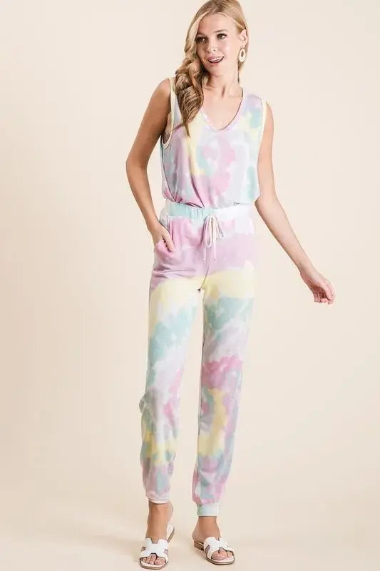 Trendsi Tie Dye Terry Pants Women's Casual Lounge Comfy Joggers