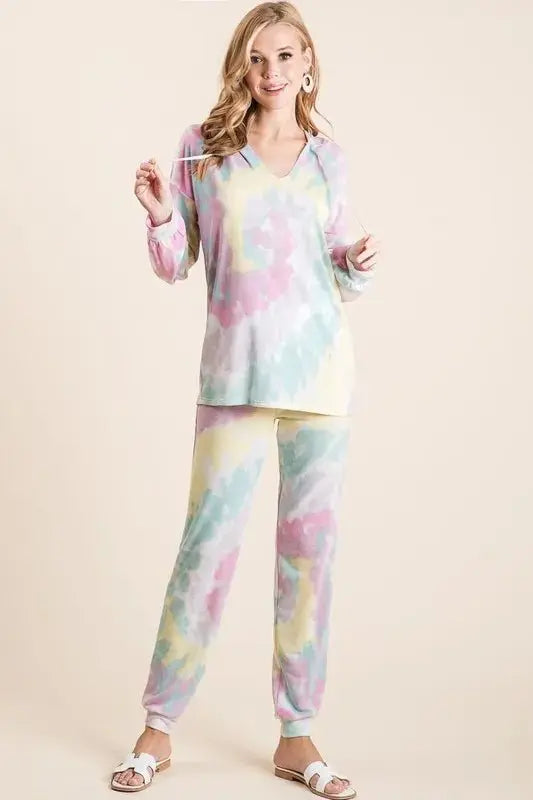 Trendsi Tie Dye Terry Pants Women's Casual Lounge Comfy Joggers