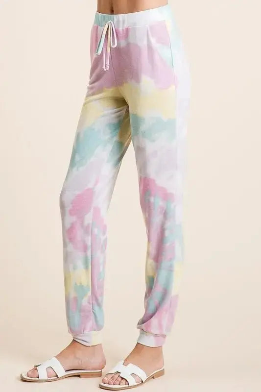 Trendsi Tie Dye Terry Pants Women's Casual Lounge Comfy Joggers