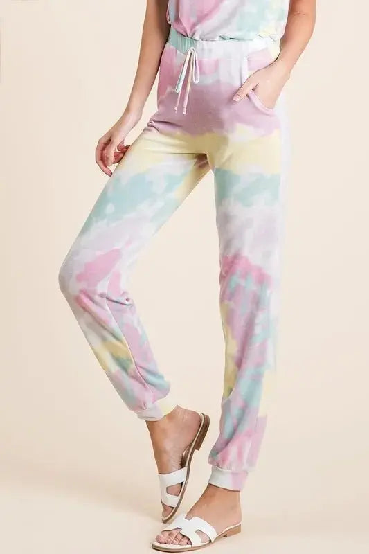 Trendsi Tie Dye Terry Pants Women's Casual Lounge Comfy Joggers