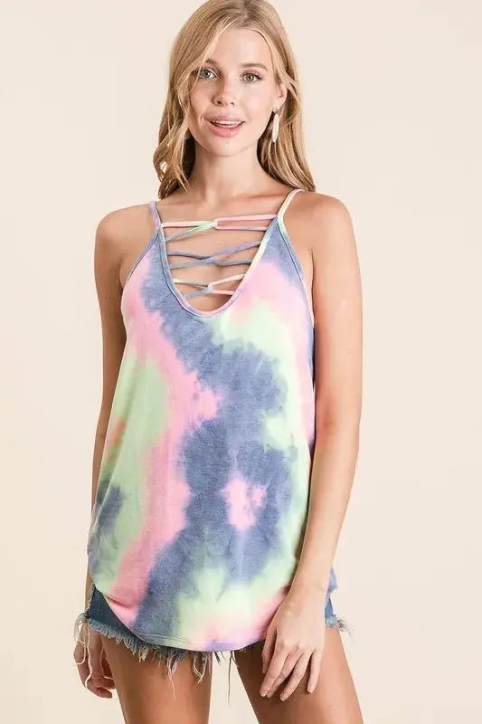 Accessories Trendsi Tie Dye Camisole Women's Summer Caged Neck Tank Top Cute & Comfy